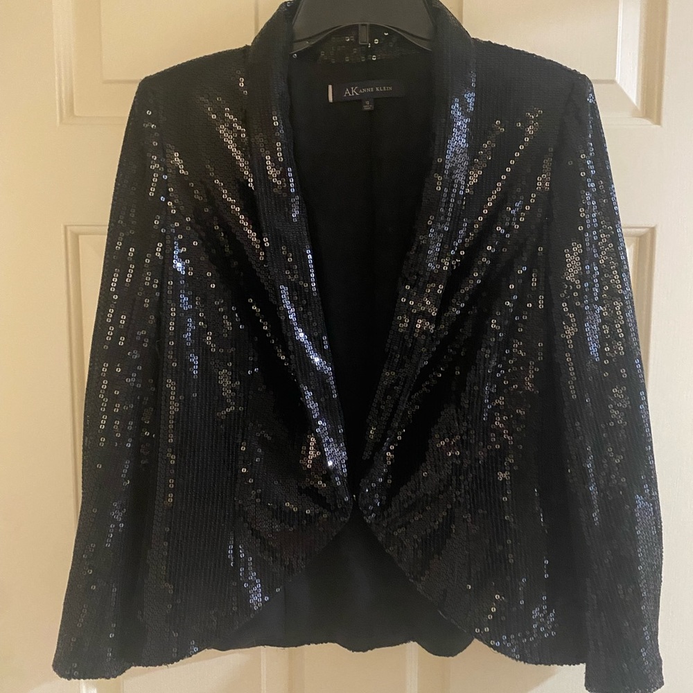 Anne Klein black sequin jacket size 10